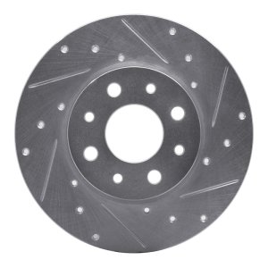 Fiat 500E Brake Rotor (1) - Rear Right - R1 Concepts - Drilled & Slotted - Silver - `13-`19
